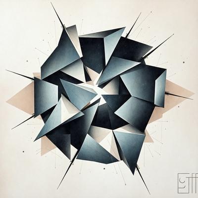 The primary subject of the image is a blue and white geometric pattern, which appears to be a digital art or illustration. The setting is a white background, and the visual style is modern and abstract. The dominant colors are blue and white, creating a clean and minimalist atmosphere.